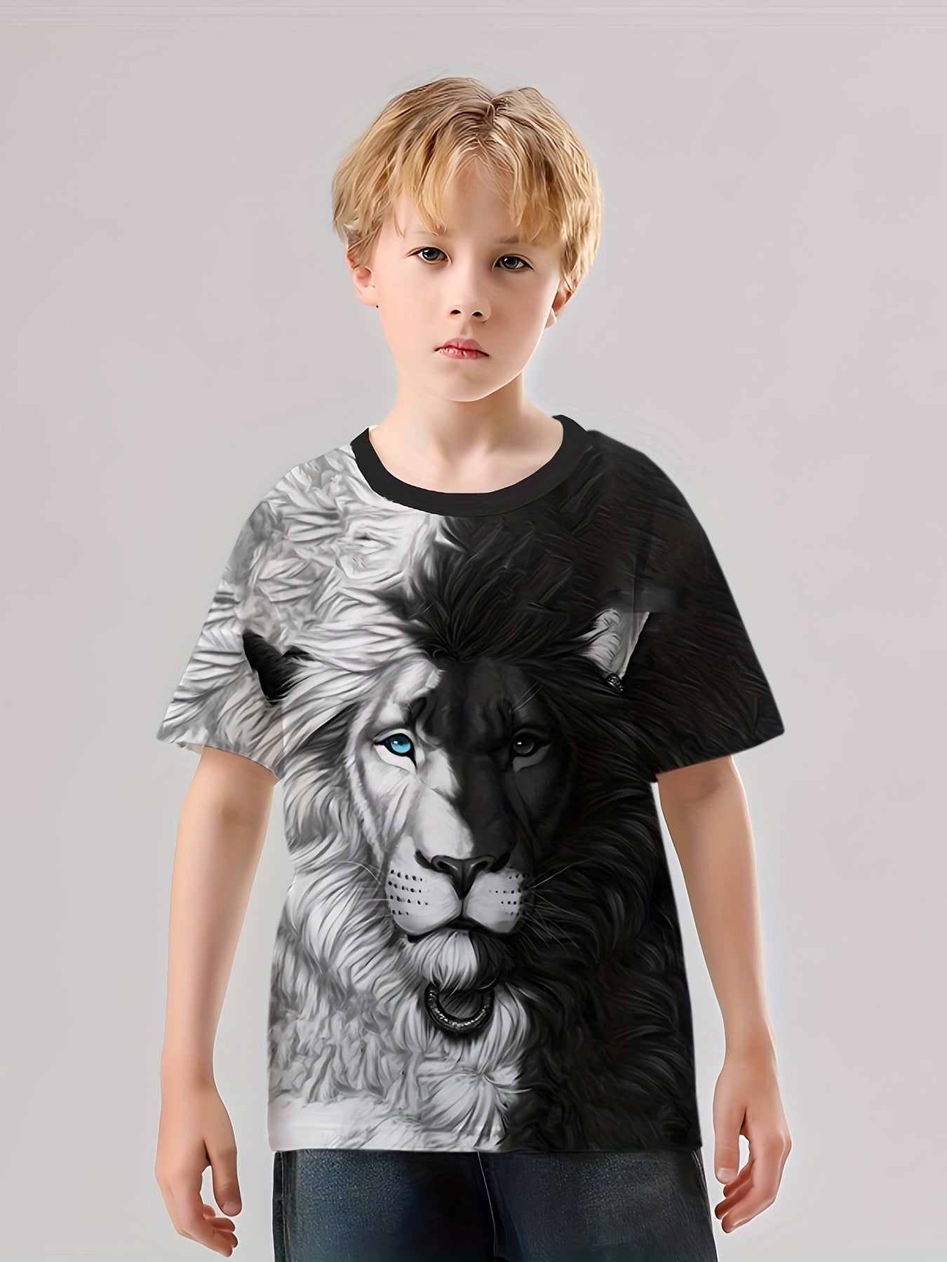 3D Lion Graphic Boys Casual Sport T shirt Summer Clothing For Kids