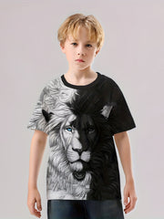 3D Lion Graphic Boys Casual Sport T shirt Summer Clothing For Kids