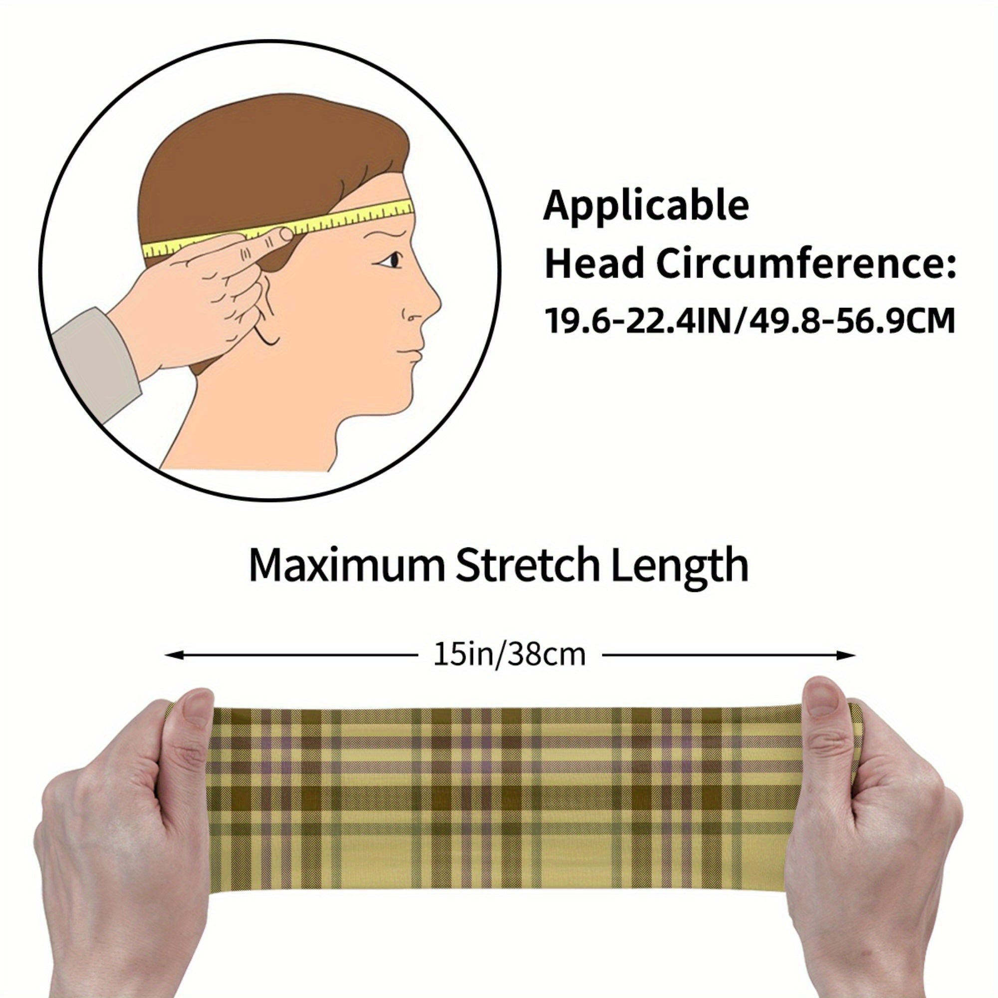 Vintage Plaid Headband Beige Brown Gray Purple Hairband for Women