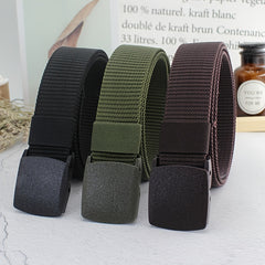 Women Woven Nylon Canvas Belt Plastic Buckle Military Belt