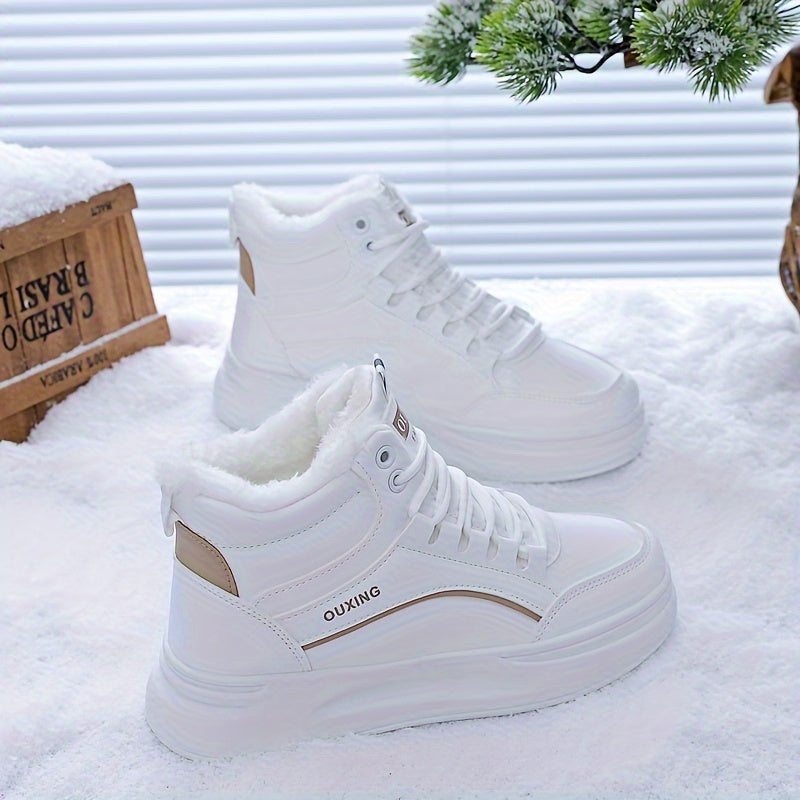 Women's Winter Sneakers Fleece Lining High Top Outdoor Casual Platform Shoes