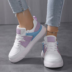 Women's Lightweight Faux Leather Skate Shoes for Outdoor Sports