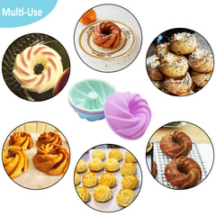 12pcs Silicone Bundt Cake Mold Non Stick Mini Fluted Cake Cups