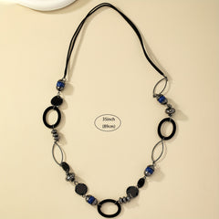 Vintage Long Necklace Resin Stone Jewelry