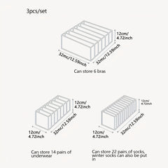 3pcs Fabric Underwear Storage Boxes Clothes Organizer Drawers
