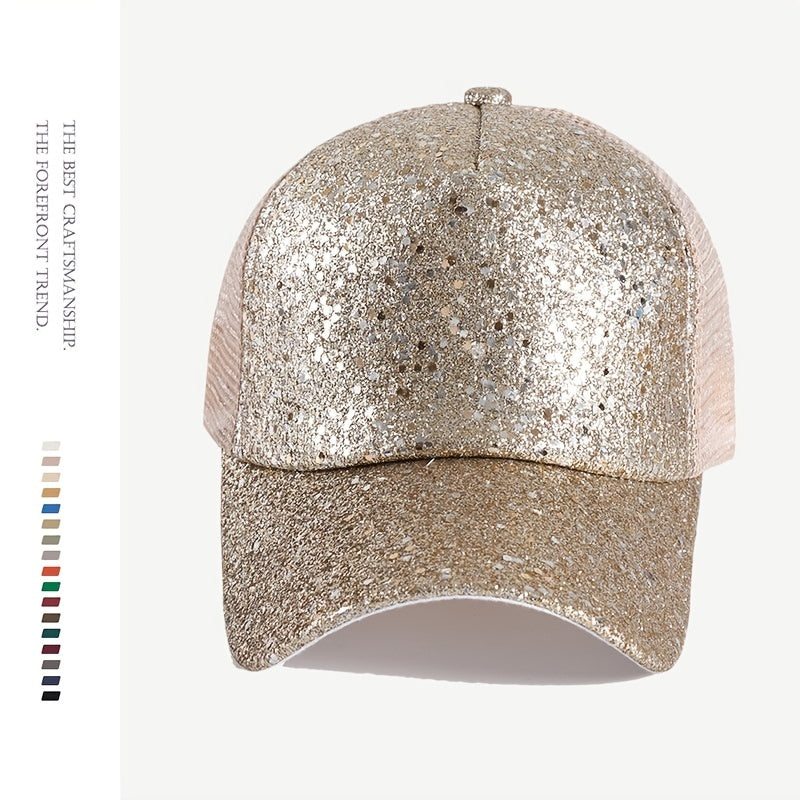 Sequin Fluorescent Baseball Cap Candy Casual Sports Hat Mesh Breathable Trucker