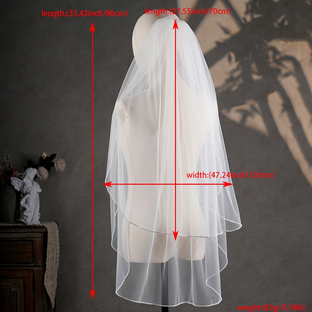 Double Layer Rhinestone Bridal Veil Wedding Accessory for Ladies Church