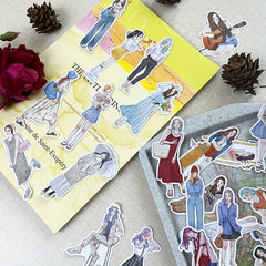 50pcs Female Figures Wear Stickers Decorative Album Material Stickers