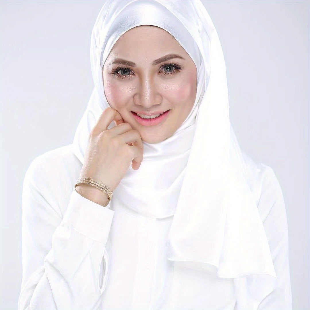 Pearlescent Satin Scarf Hijab Solid Shawl Classic Silk Head Wrap