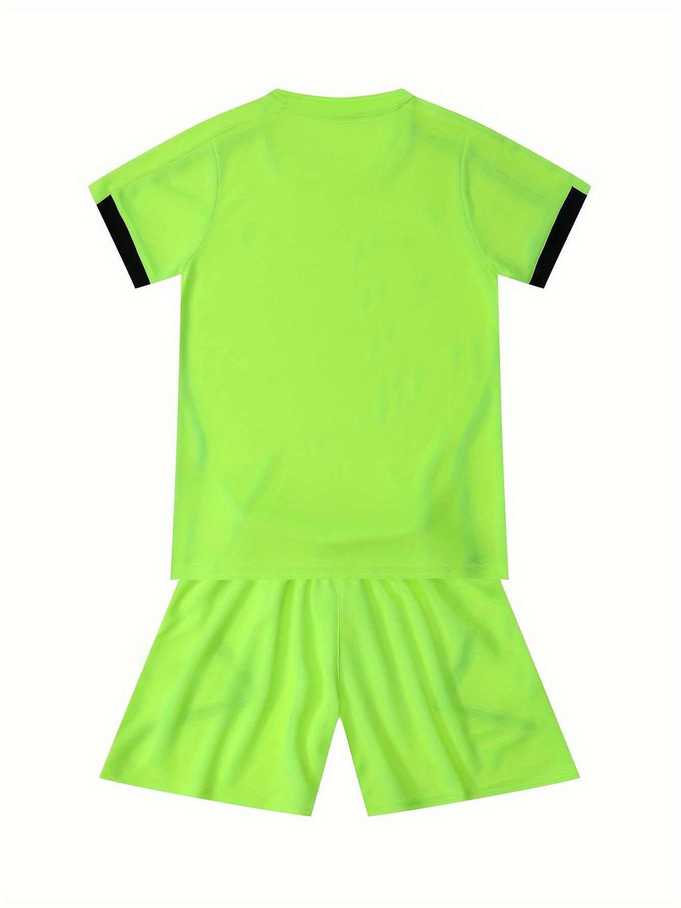 2pcs Boys Sports Football Training Outfit Quick Drying T-shirt & Shorts