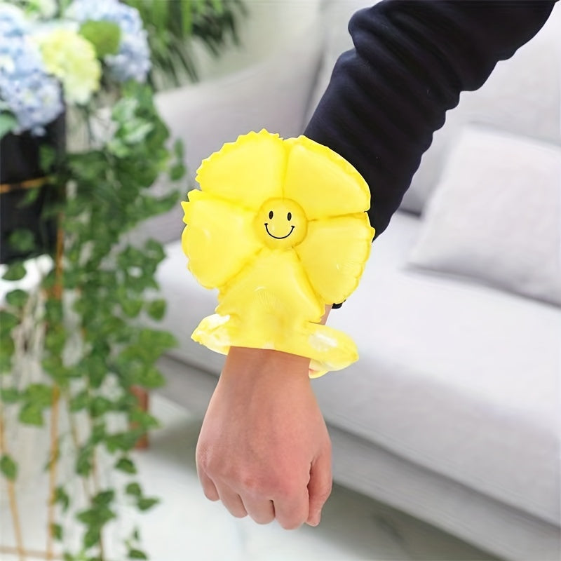 10pcs Kids Toy Wrist Balloon Cartoon Daisy Happy Face Egg Flowers