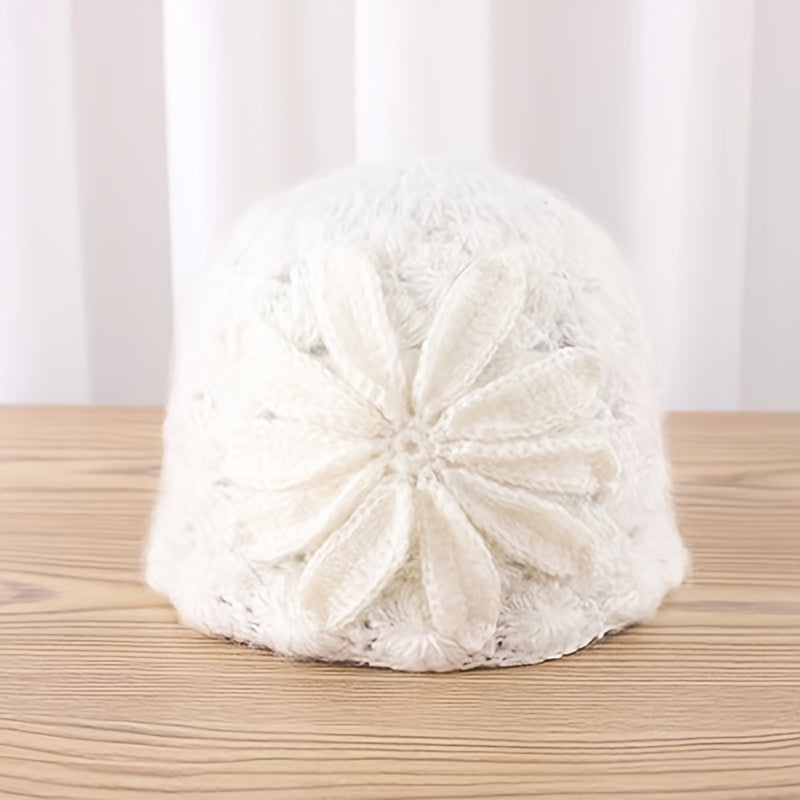 Women's Floral Skull Knitted Beanie Hat