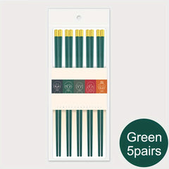 5 Pairs Fiberglass Non Slip Chopsticks Dark Green