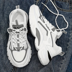 Men's Chunky Lace Up Sneakers Comfy Non Slip Soft Sole