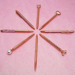 Rose Gold Ballpoint Pens with Quicksand Glitter Diamondoid
