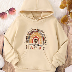 Girls' Rainbow Floral Hooded Sweatshirt for Halloween Party Holiday
