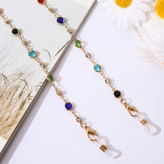 Metal Glasses Chain Colorful Pearl Rhinestones Mask Chain Glasses Lanyard