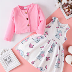 Baby Girl's Cardigan Top & Sleeveless Dress Set