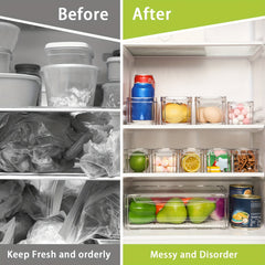 10pcs Fridge Organizer Bins with Lids BPA Plastic Pantry Storage