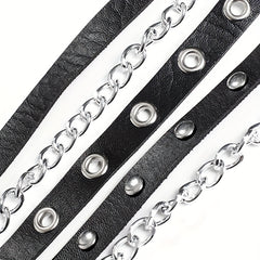 Punk Layered Chain Fringe Belt Hip Hop Rivet PU Leather Waistband