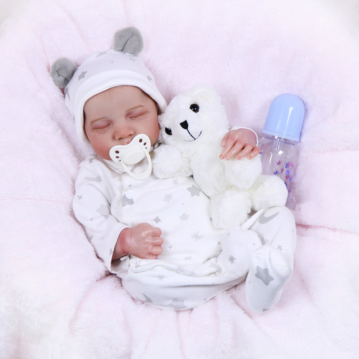 18 Inch Lifelike Baby Dolls Reborn Baby Dolls Weighted Soft Cloth Body Gift Set