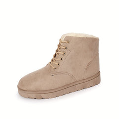Women's Warm Fleece Ankle Snow Boots Winter Thermal Lace Up Non Slip Boots