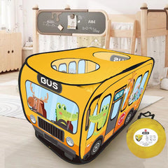 Interactive Cartoon Bus Game House Pops Open for Outdoor Fun