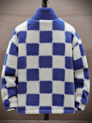 Men's Plaid Fleece Coat Thickened Thermal Couple Coat
