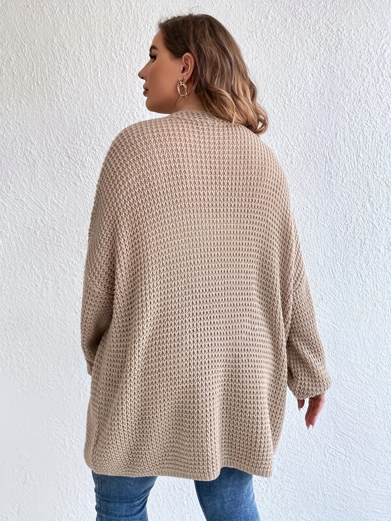  Solid Long Sleeve Open Front Cardigan
