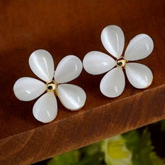 Moonstone Decor Stud Earrings 18K Plated Jewelry