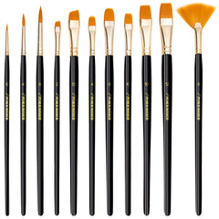 11-Piece Paint Brush Set for Acrylic Watercolor Model Painting