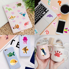 50pcs Ocean Animal Stickers Pack Fish Shark Decals Under The Sea Stickers