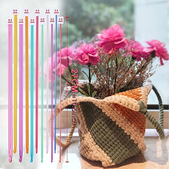 11pcs Aluminum Crochet Hooks Set Multicolor Tunisian Metal Crochet Kits