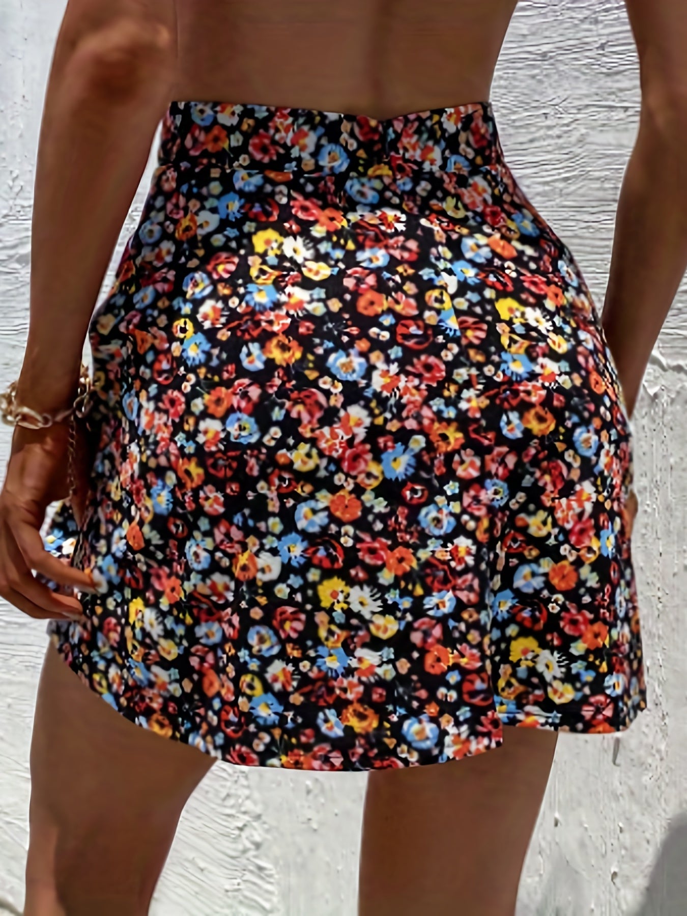  Ditsy Floral Print High Rise A line Mini Skirt