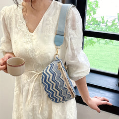 Ethnic Style Straw Woven Fanny Pack Crossbody Bag