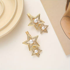 Star Shape Rhinestone Faux Pearl Hair Clip Duck Billed Clip Hair Accessories