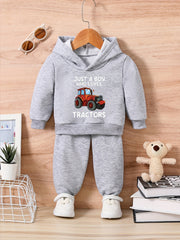 Cartoon Letter Print Baby Outfit Toddler Trousers Long Sleeve Set
