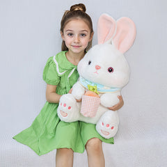 Fluffy Bunny Plush Toy Soft Rabbit Stuffed Animal Carrot Eyes