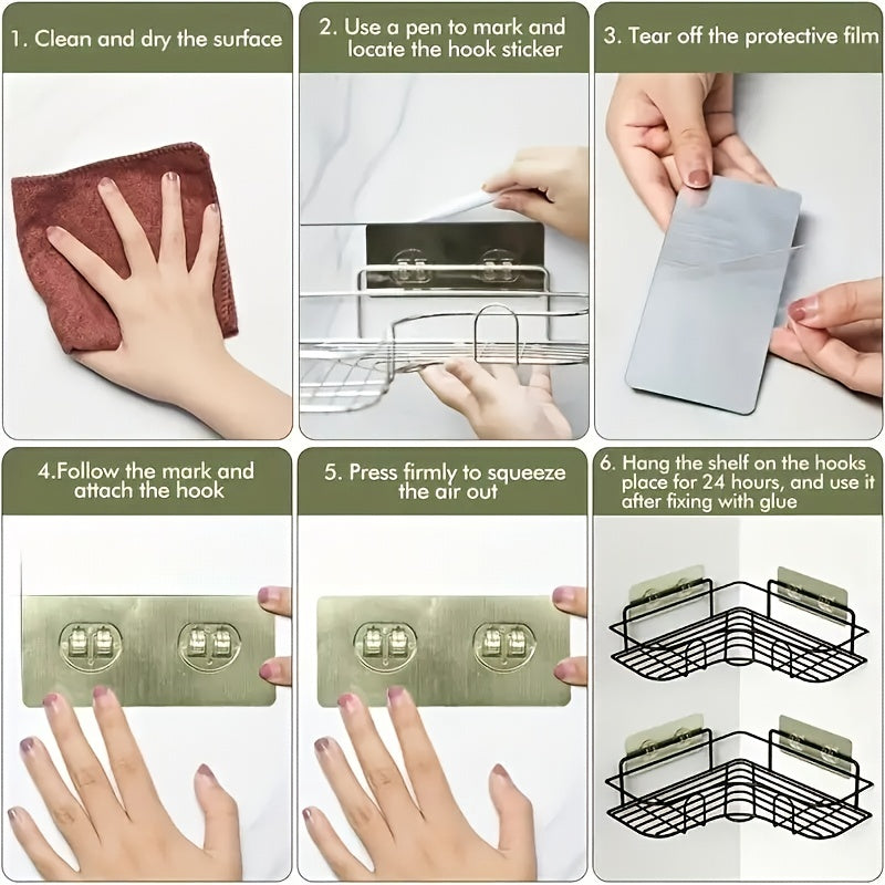 1pc Bathroom Shelf Shower Caddy Rack No Punching Triangle Storage Rack