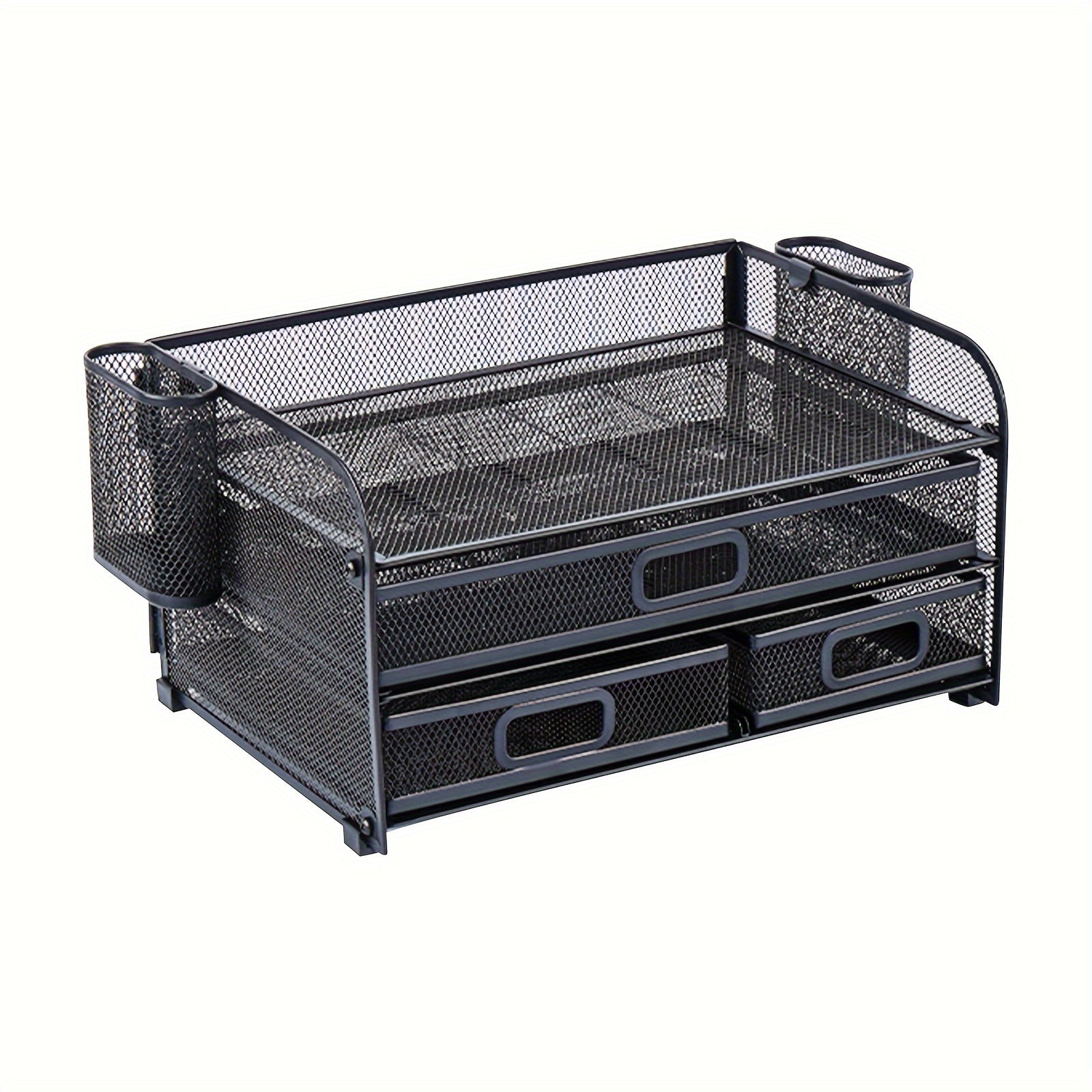 Removable Desktop File Rack with Three Drawers and Two Pen Holders