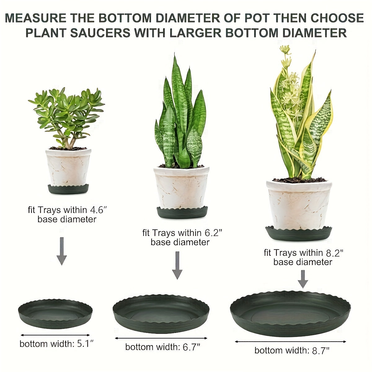 3pcs Plastic Flower Pot Tray Thickened Chassis Pad With Water Tray
