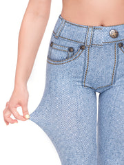 Jeans Print Skinny Stretchy Leggings High Waist Yoga Leggings