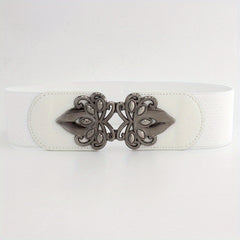 Vintage Silver Buckle Belt Women's Elastic Girdle Dress Clothes
