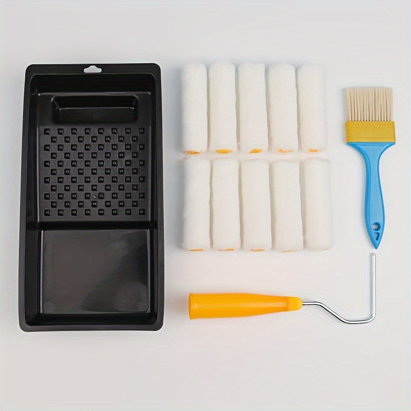 10-Piece Paint Roller Kit for Indoor Use - Frame, Tray, Covers, Brush