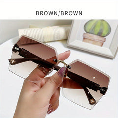 Square Rimless Sunglasses Ombre UV400 Sun Shades Women