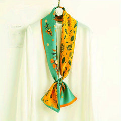 Geometric Print Silk Neck Scarf Bandana Hair Accessories