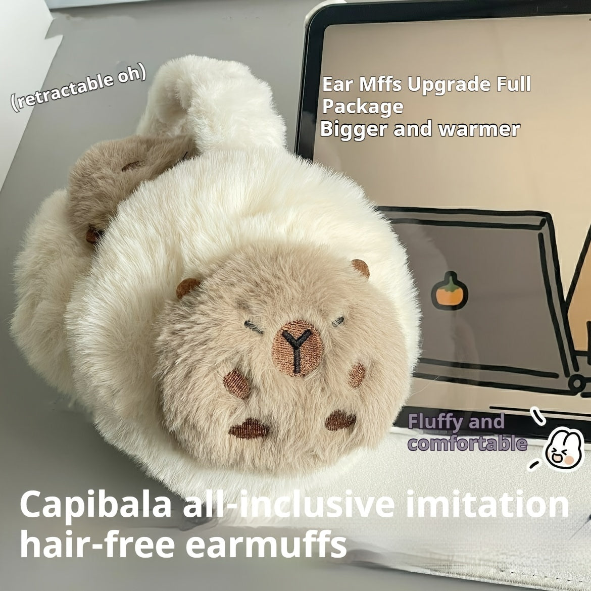 Cute Capybara Plush Earmuffs for Women Winter Ear Warmers