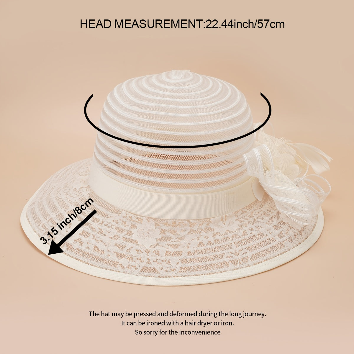 Breathable Mesh Sun Hats Wide Brim 3D Flower Lace Women's Dress Beach Hats