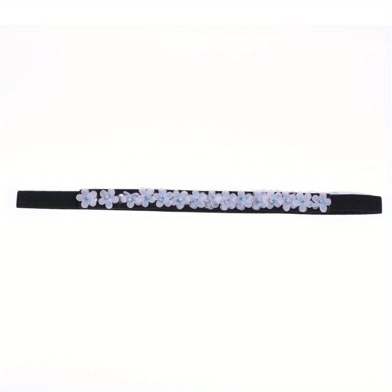 Thin Flower Decor Belt Elastic Waistband Classic Dress Girdle