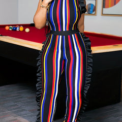 Stylish Sleeveless Vertical Stripe Jumpsuit
